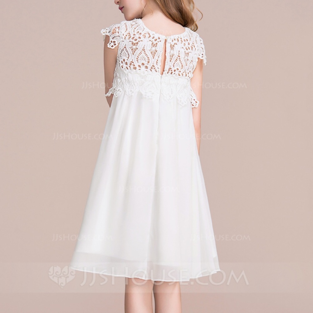 Boho Beach Lace Cap Sleeves Ivory Chiffon 3T